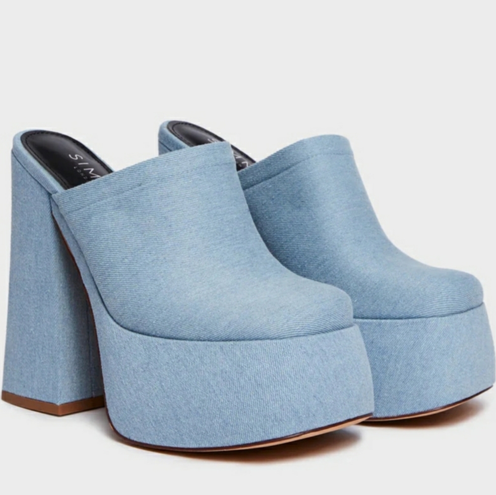DOLLS KILL Beyza-2 Platform Mules - Denim